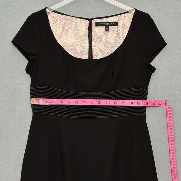 Carmen Marc Valvo Womens Dress 8 Black High Waist Sheath LBD Event Occasion - Picture 10 of 14